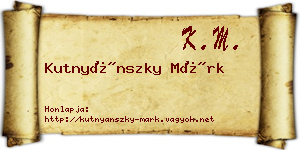Kutnyánszky Márk névjegykártya